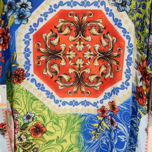 John Mark Embroidered Print KIMONO Jacket Size S Multi Tassel Sleeve NWT $119 - Picture 6 of 10